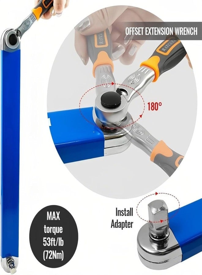 Ameedarshan Socket Wrench Set | Offset Extension Wrench Universal Fit Small Space 15" Socket Tool | Multi-Purpose | Universal for Small Place | Pack Of 1 (Blue) - Image 5
